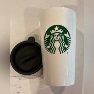 Starbucks White and Green Tumbler with Black Lid